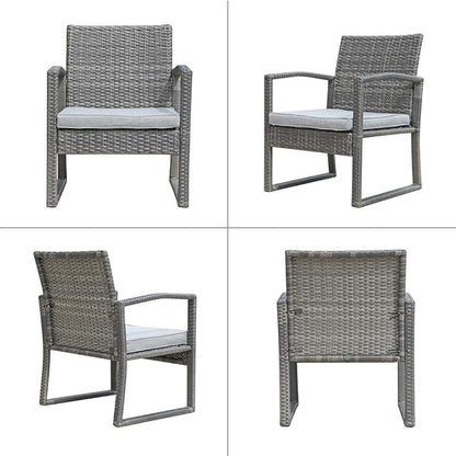 Patiorama Outdoor Patio Furniture - Wicker Conversation Set with Modern Bistro Design, Coffee Table, Perfect for Garden, Balcony, Backyard or Poolside (Light Gray)