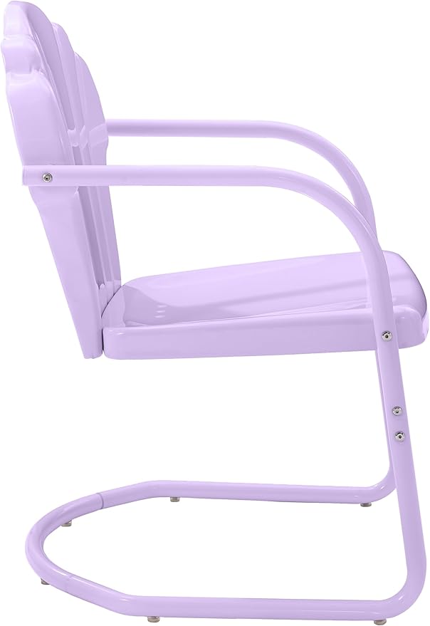 Crosley Furniture Tulip 2-Piece Outdoor Chair Set, Vintage Retro Metal Patio Chairs for Dining, Porch, Deck, Lavender Gloss