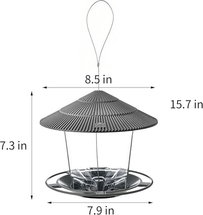 Bird Feeder Outdoor Hanging for Wild Bird Seed, Grey