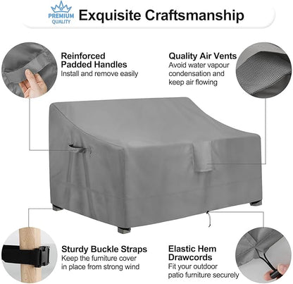 OutdoorLines Outdoor Waterproof Patio Loveseat Couch Cover - UV Resistant Patio Sofa Furniture Covers Weatherproof Heavy Duty Glider Covers for Outdoor Furniture, 58Wx32.5Dx31H Inches, Gray