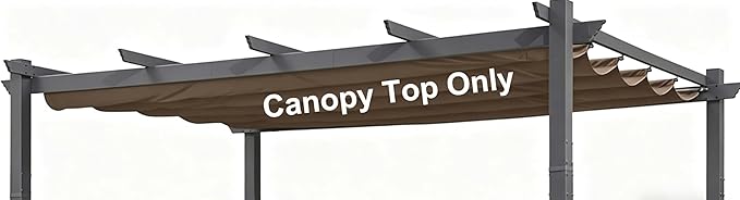 Pergola Shade Cover Replacement Canopy Top Compatible with 10 X 13 ft 6-Bar Pergola Frames - Brown (Canopy Size 116" W x 135" L, Canopy Top Only)