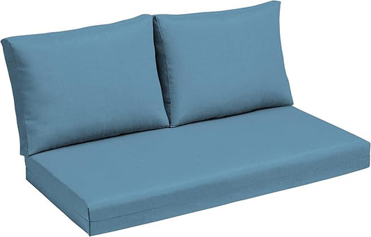 Arden Outdoor Loveseat Cushion Set, 48 x 24, Water Repellent, Fade Resistant, Cushion Set for Couch, Bench, and Swing, French Blue Texture