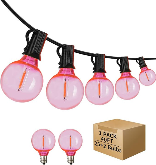 40FT LED Outdoor String Lights Waterproof, G40 LED Globe Outdoor Lights for Patio with 27 Edison Vintage Shatterproof Bulbs, Connectable Backyard Lights for Garden, Bistro, Porch, Cafe