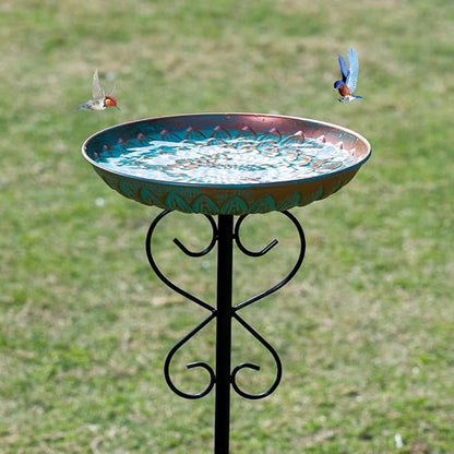 Metal Bird Bath for Outside,Garden Bird Baths for Outdoors,Standing Birdbaths & Birdfeeder with Cast Iron Bowl for Garden Patio Yard Lawn Decor