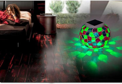 Waterproof Color Changing Table Lamp, Solar Powered Mosaic Glass Ball LED Garden Lawn Night Light Lamps, Party Lights for Home,Yard, Indoor,Outdoor Decoration Lights (Blue+Purple+Yellow)