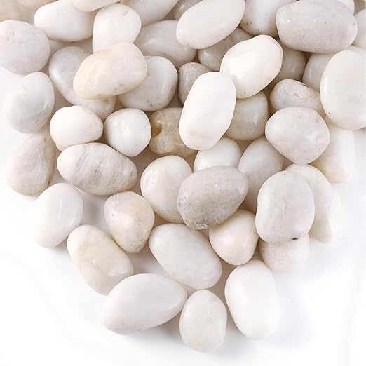 20LB River Pebbles Polished Gravel for Plants Natural White Plant Stones River Rocks 3/4-1 5/8 Inch River Stones for Landscaping Small Pebbles for Crafts