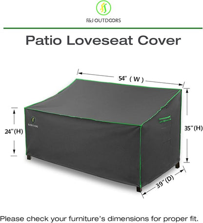 F&J Outdoors Patio Loveseat Covers Waterproof UV Resistant Deep Seat Outdoor Loveseat Cover, Grey, 54" W x 39" D x 35" H