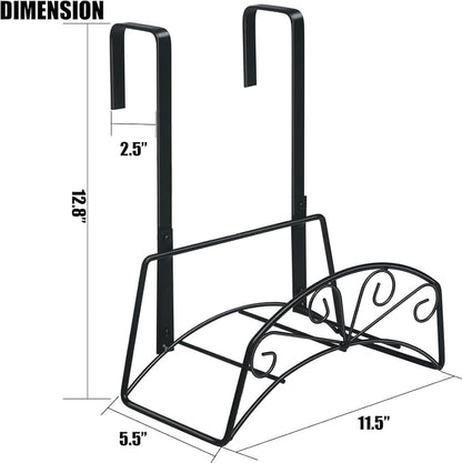 Garden Hose Holder for Outside Yard Hang Over The Door and Fence, Holds Up to 150Ft (2PCS Black)