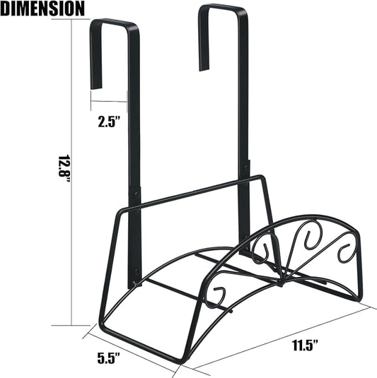 Garden Hose Holder for Outside Yard Hang Over The Door and Fence, Holds Up to 150Ft (2PCS Black)