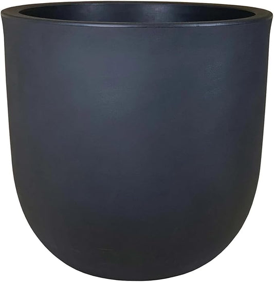 18 Inch Resin Planter Pot, Matte Black Large Plant Pot, Lightweight Outdoor Indoor Flower Pot, Modern Round Garden Planter for Patio, Porch, Balcony and Home Décor