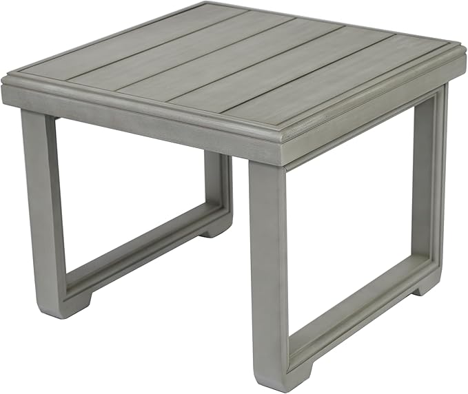 Christopher Knight Home Nicholas Outdoor Small Coffee Table, Slat Panel Square Side Table, Acacia Wood Side Desk for Backyard Balcony Garden, Weather Resistant Patio End Table, Light Grey