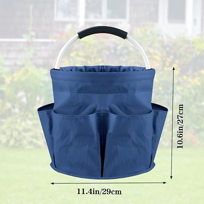 Garden Tool Bag with Pockets, 17L Large Waterproof Oxford Gardening Tote, Non-Slip Rubber Grip Handles, Durable Organizer for Garden Supplies (Blue)