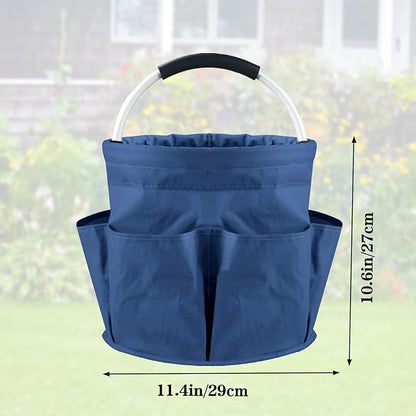 Garden Tool Bag with Pockets, 17L Large Waterproof Oxford Gardening Tote, Non-Slip Rubber Grip Handles, Durable Organizer for Garden Supplies (Blue)