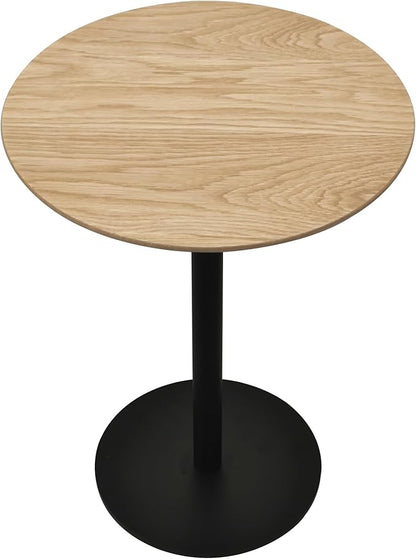 Get Set Style Drink Table, Round End Table, Side Table, Modern Pedestal Table with Metal Base, Small Accent Table for Sofa Couch/Chair, Living Room, Bedroom, Dorm, Patio (Natural)