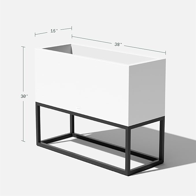 Veradek Block Series Raised Long Box Planter for Patio & Garden | Durable All-Weather Use with Aluminum Stand | Modern Décor for Herbs, Flowers