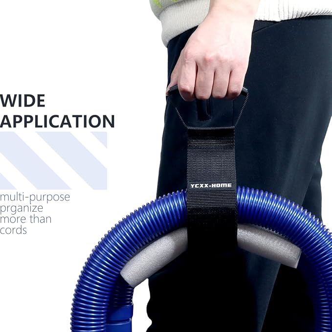 2 PCS Heavy Duty Cord Storage Wrap Holder Extension Hook and Loop Cord Hose Organizer Strap with Carrying Handle for Cords Garden Hose Swimming or Garage Tool (Middle-22)
