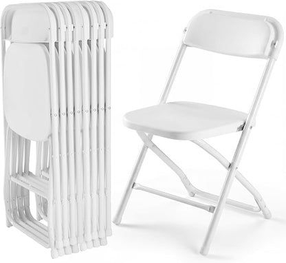 DUMOS Folding Chairs Sets of 8, 330lbs Plastic Stackable Portable Patio Dining Sets, Fold Up for Indoor Outdoor, Camping, Garden, Party, Meeting (White)