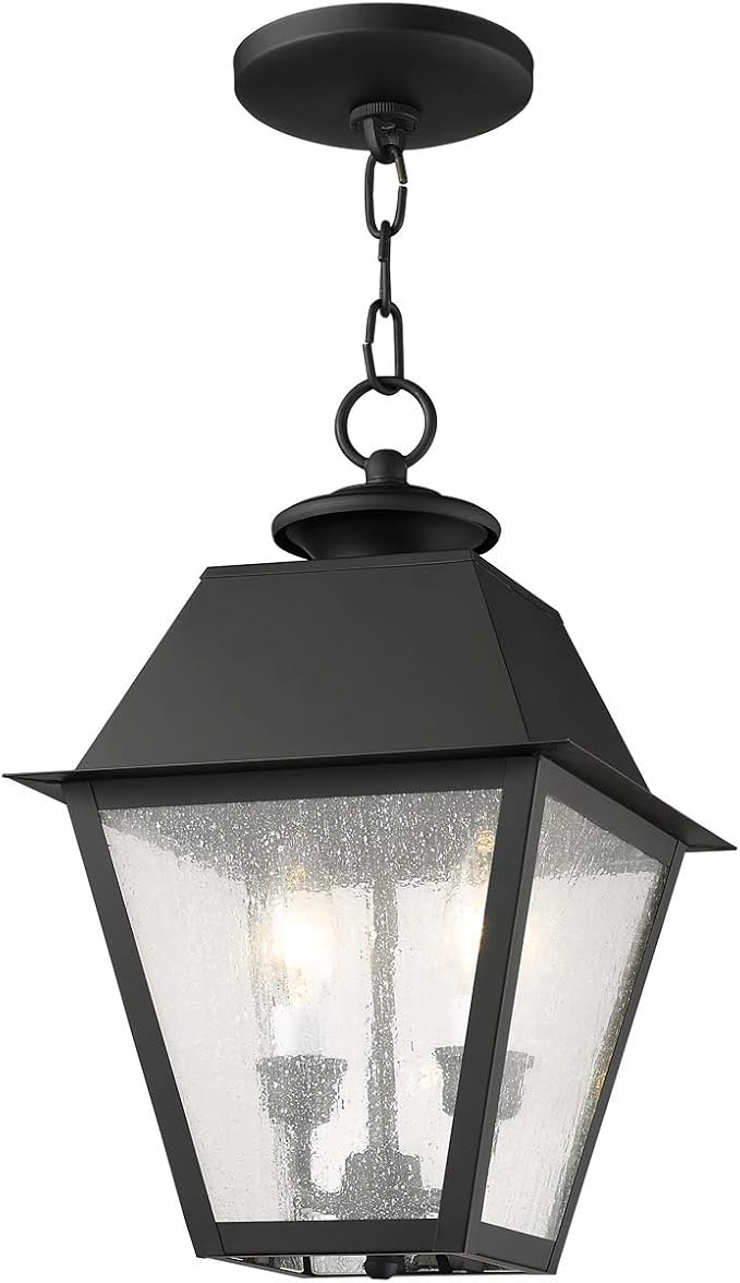 Livex Lighting 2167-04 Mansfield 2-Light Outdoor Hanging Lantern, Black