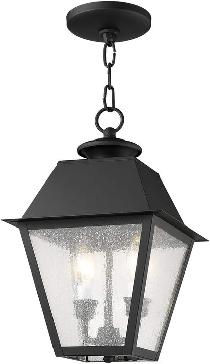 Livex Lighting 2167-04 Mansfield 2-Light Outdoor Hanging Lantern, Black