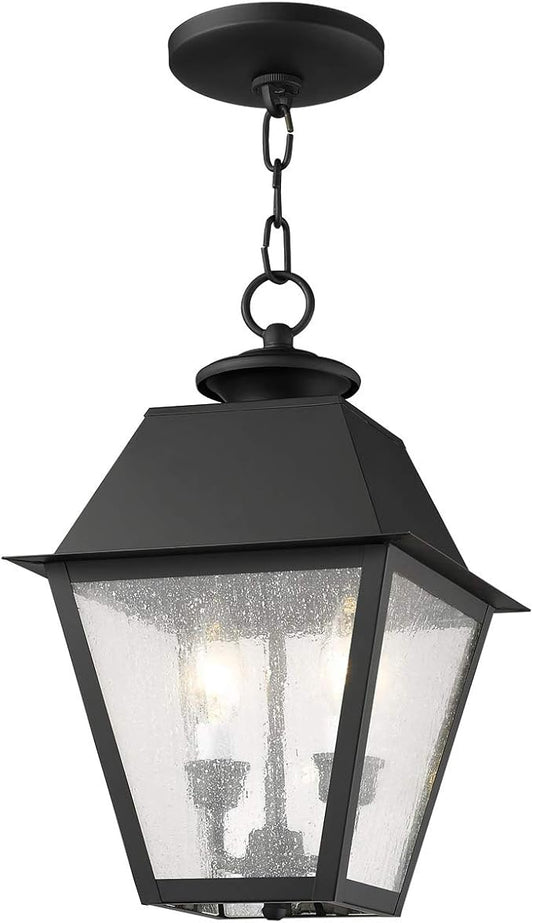 Livex Lighting 2167-04 Mansfield 2-Light Outdoor Hanging Lantern, Black