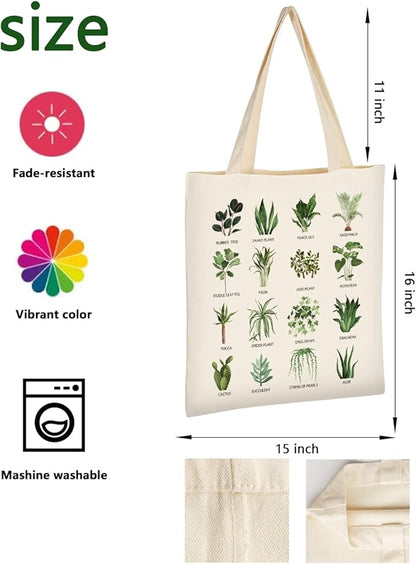 AUSVKAI Canvas Tote Bag Aesthetic for Women, Cute Reusable Cloth Cotton Bags for Shopping Beach Grocery