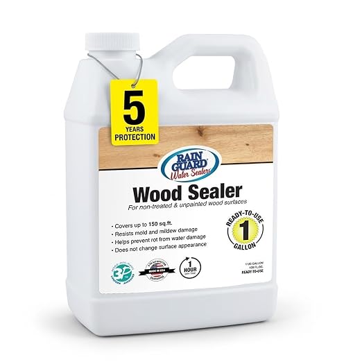 Rain Guard Wood Sealer 1 Gallon | Ready to Use | Protects Wood from Water Damage, Rotting, and Stains | Water Based Silane/Siloxane | Eco-Friendly | VOC-Free | Natural Finish