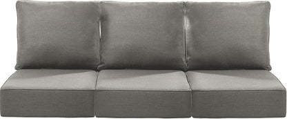 Luxury 24x24x6 Inch Patio Chair Cushions Set of 3 - Memory Foam Deep Seat Water-Resistant Patio Cushion for Lawn Dining Rocking Swivel Chairs Loveseat 3-Seater Sectional Sofa - Grey