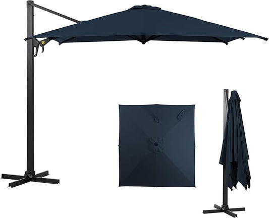 SUNVIVI OUTDOOR Patio Umbrella, Rectangular Patio Umbrella, Metal Pole Square Outdoor Umbrella with Crank and Push Button Tilt, Large Outdoor Umbrella with Polyester Canopy