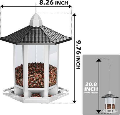 Birdream 2 Pack Bird Feeders for Outdoor Hanging, Retro Pagoda Design Fun Installation Bird Feeder, Attracting Wild Birds Chickadees Goldfinches Cardinals Finches and Sparrows - Black&White