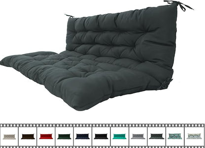 Outdoor Swing Cushions 3 Seater Waterproof, Replacement Bench Cushions for Outdoor Patio Furniture with Backrest, Porch Swing Cushion with Ties for Lawn and Garden (Dark Gray, 40x71in)