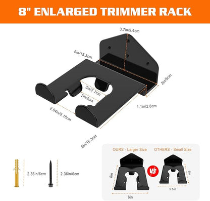 Housolution 8" Trimmer Rack with Rubber Coating, [4 Pack] Heavy Duty Weed Eater Hanger, Garden Power Tool Holder Organizer Hooks for Grass Trimmer, Hedge Trimmer, Garden Tool, Leaf Blower, Chainsaw