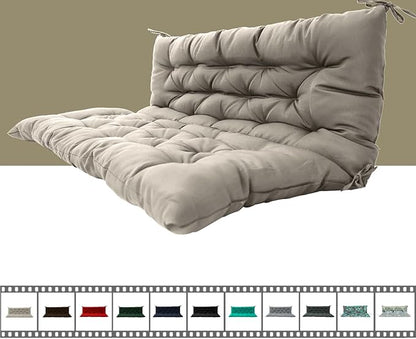 Outdoor Swing Cushions 3 Seater Waterproof, Replacement Bench Cushions for Outdoor Patio Furniture with Backrest, Porch Swing Cushion with Ties for Lawn and Garden (Khaki, 40x60in)