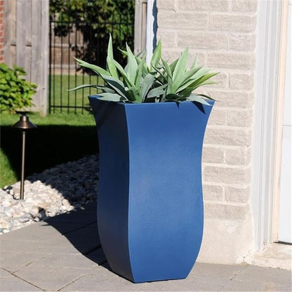 Pemberly Row Polyethylene Resin 30" Tall Planter in Neptune Blue