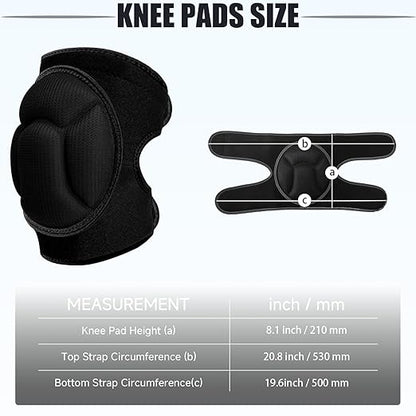 Knee Pads, Thick Sponge Anti-slip, Collision Avoidance Knee Pads, for Running, Mountaineering, House Working,Gardening Maintain (Black, X-Large)