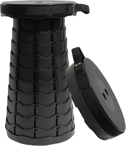 ALEVMOOM Upgraded Nylon Collapsible Stool with 500lbs Max Weight Portable Retractable Folding Telescoping Stools for Adults Chair for Outdoor Camping Fishing Hiking BBQ(Nylon Black)