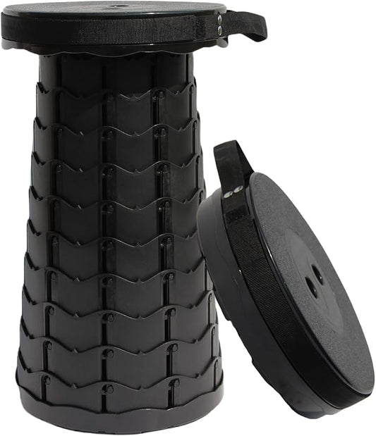 ALEVMOOM Upgraded Nylon Collapsible Stool with 500lbs Max Weight Portable Retractable Folding Telescoping Stools for Adults Chair for Outdoor Camping Fishing Hiking BBQ(Nylon Black)