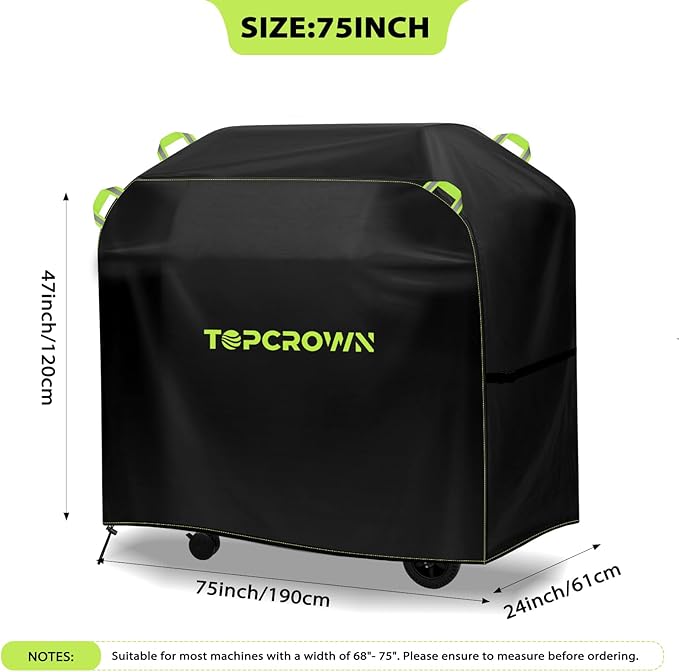 TOPCROWN Grill Cover for Outdoor Grill, Universal Fit 45"-75" BBQ Gas Grill Waterproof Anti-UV Oxford Fabric Windproof Design with Adjustable Straps, Fits Weber/Char-Broil/Nexgrill and More (75")