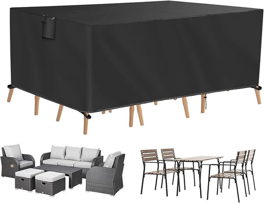 TUOKING Outdoor Furniture Covers Heavy-Duty 420D Waterproof Cover,All-Weather Patio Furniture Protector for Sofa,Chairs & Table-UV-Resistant,Anti-Tear Dustproof Covers (Black, 95"L x 64"W x 39"H)