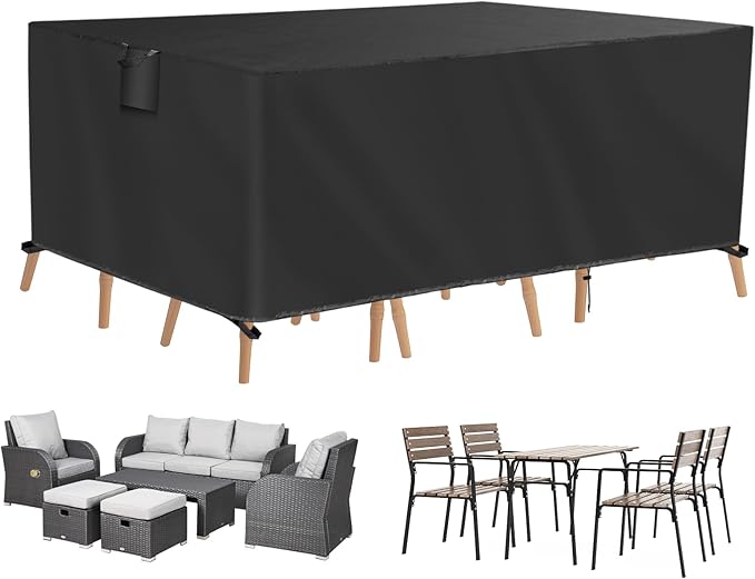 TUOKING Outdoor Furniture Covers Heavy-Duty 420D Waterproof Cover,All-Weather Patio Furniture Protector for Sofa,Chairs & Table-UV-Resistant,Anti-Tear Dustproof Covers (Black, 84"L x 52"W x 29"H)