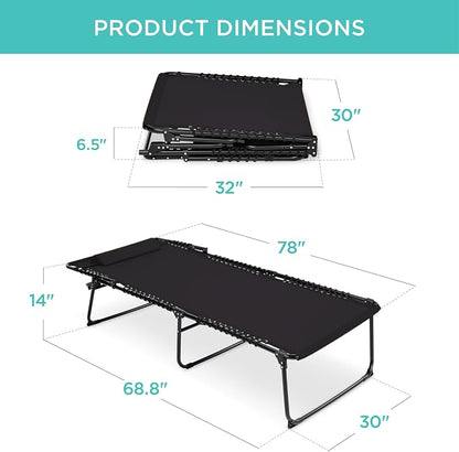 Best Choice Products Extra Wide Patio Chaise Lounge Chair, Portable Outdoor Folding Recliner for Lawn, w/ 8 Positions, Handles, 440lb Capacity - Black