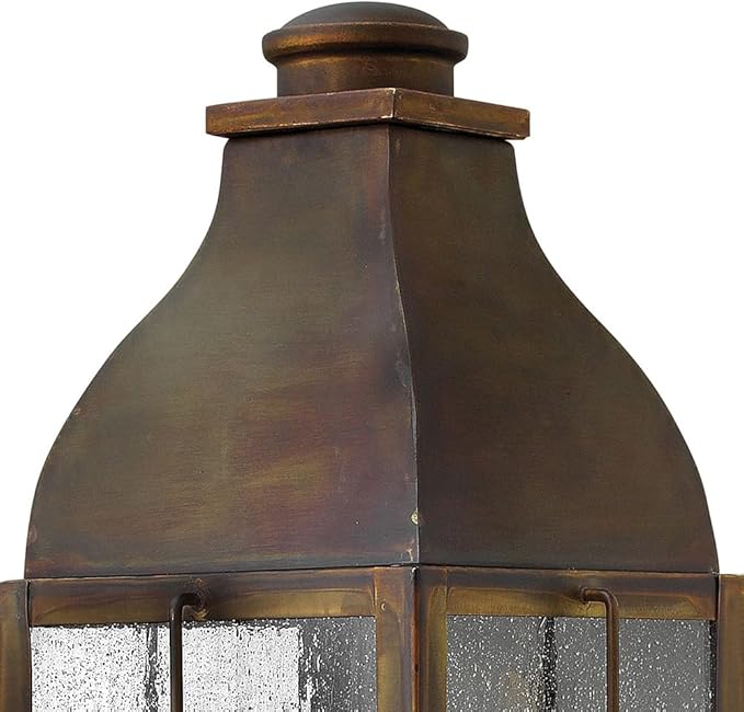 Hinkley Bingham Medium Wall Mount Outdoor Lantern - Gas Light Style, Brass, Clear Seedy Glass - Sienna Finish