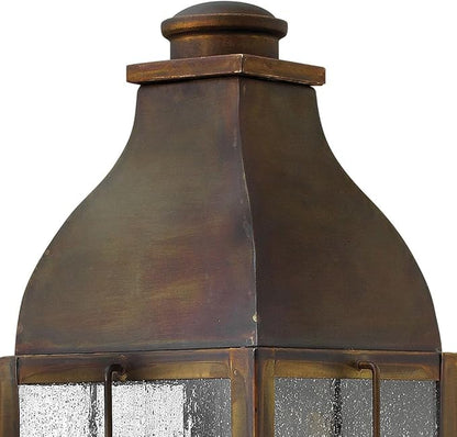 Hinkley Bingham Medium Wall Mount Outdoor Lantern - Gas Light Style, Brass, Clear Seedy Glass - Sienna Finish