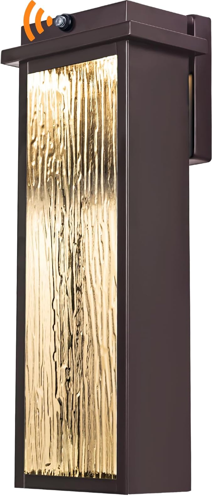 16" Oil Rubbed Bronze Dusk to Dawn LED Outdoor Wall Light, Large Brown Exterior Lighting Fixture, Modern Outside Wall Mounted Porch Sconce, Waterproof Patio Lantern Lamp with Sensor, 1 Pack