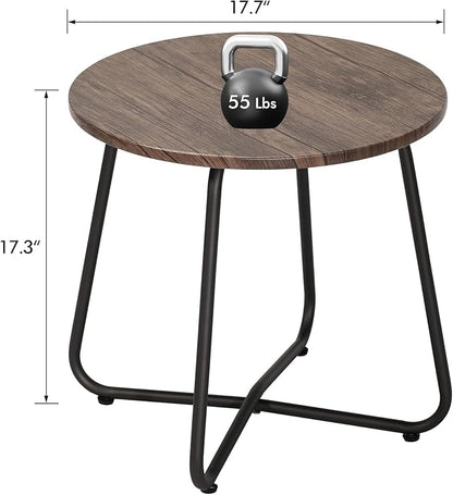 VECELO Patio Outdoor Side Snack Table,Small Round Anti-Rust Metal Style for Garden Balcony,Yard,Living Room