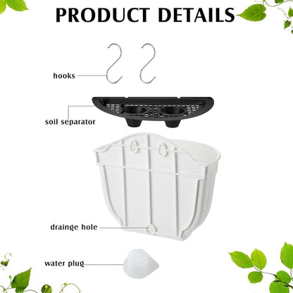 Zubebe 16 Pcs Resin Wall Hanging Planters White Hanging Flower Pots with Drainage Hole Fence Planters for Indoor Outdoor Plant Balcony Railing Decor(8.07 x 6.69 x 4.92'')