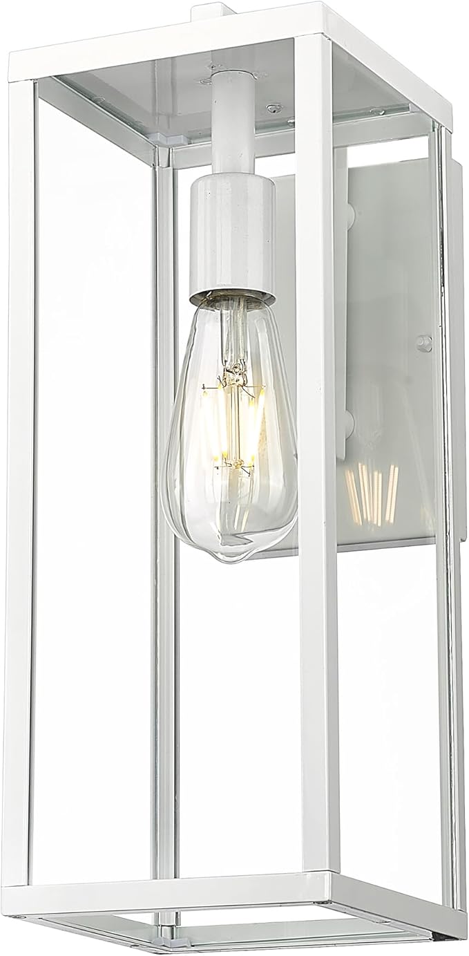 ALLGOT Outdoor Wall Sconce, Outside Porch Light, Anti-Rust Outdoor Wall Lamp Light, Exterior Lighting Fixture, Front Door Lantern for Front Porch Corridor Doorway Patio (White, 16 Inch Height)