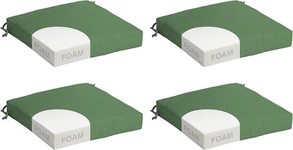 Arden Foam Outdoor Seat Cushions (4-Pack), 19 x 19, Premium High-Density Foam, Never Flattens, Weather-Proof for Outdoor Chairs Bright Moss Green Leala