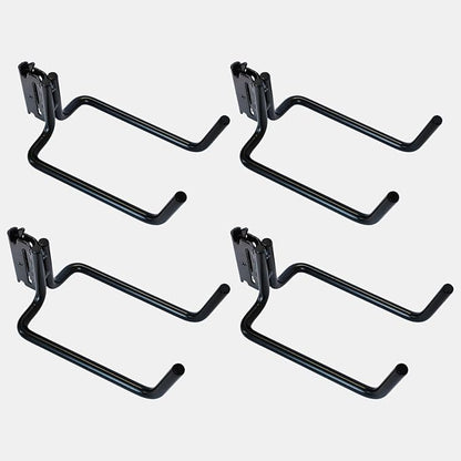 4 Pack E Track Double J Hooks, Heavy Duty Black Large Steel Shovel/Tool Hanger for Store Long Handled Tools, E Track Tie Down Accessories for Trailers, Trucks, Garden Tools Organizers Storage