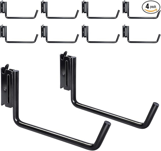 10-Pack 6" E-Track Extended Flat J Hooks, Heavy Duty E Track Ladder Hooks, Black Steel E System Tie Down Accessories for Box Truck, Enclosed Trailer, Garage, Vans, Warehouse, Workshop