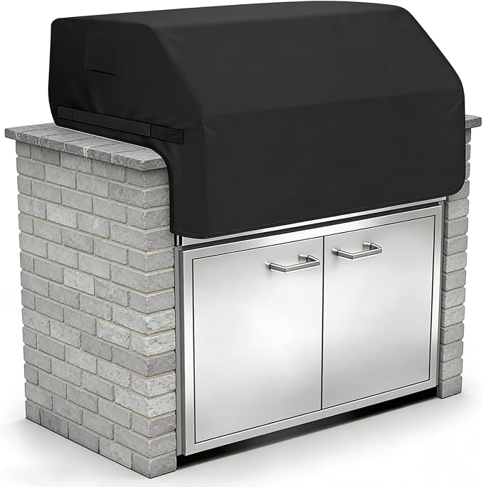 Built-in Grill Cover 38 Inch for Outdoor Island Grill, 600D Premium Built in Barbecue Grill Top Cover with Straps for Napoleon, Bull, Blaze, KitchenAid, Coyote etc, 38" x 28"x 24"